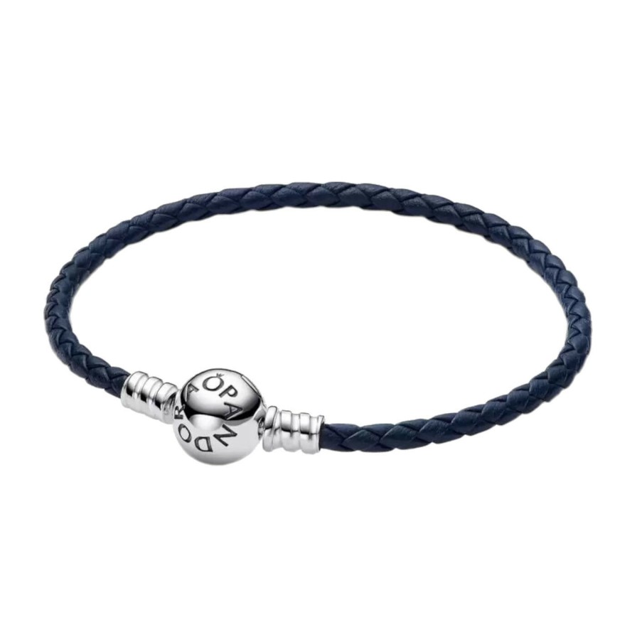 Pandora Pandora Moments Damen Geflochtenes Leder Armband Dunkelblau 592790C01 | Armbander