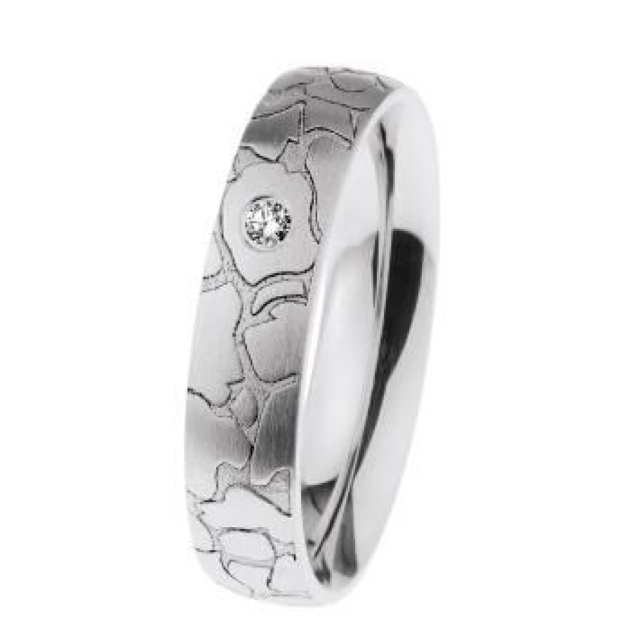 Ernstes Design Ernstes Design Partnerring Mit Diamant 0.035Ct Grose 54 Graviert Silber R664.54 | Ringe