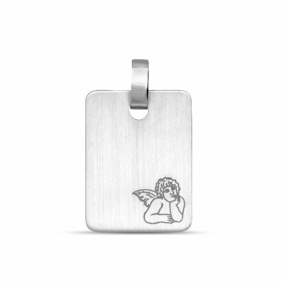 Dein-Juwelier Kollektion Kinder Amhanger Gravurplatte Mit Engel Silber 33.1051.R | Charms & Anhanger