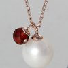 Campur Silbercollier Rose Vergoldet; Swz Perle Und Granat | Fine Pearls Cs1361D | Halsketten