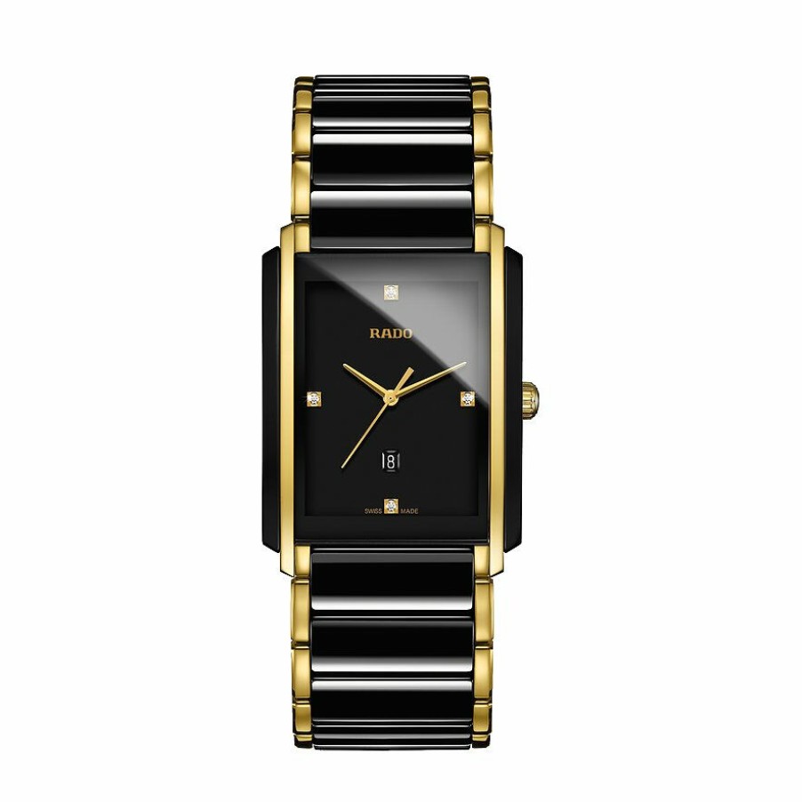 Rado Rado Herren Analoguhr Integral Diamonds Schwarz Gold R20204712 | Analoguhren