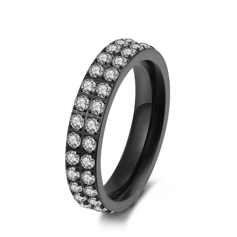 Dein-Juwelier Kollektion Damen Ring Zirkonia 2-Reihig Rundum Grose 56 Schwarz 1405123-56 | Ringe