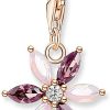 Thomas Sabo Thomas Sabo Charm Anhanger Blume, Rosa Steine, Rosegold 1874-323-7 | Charms & Anhanger