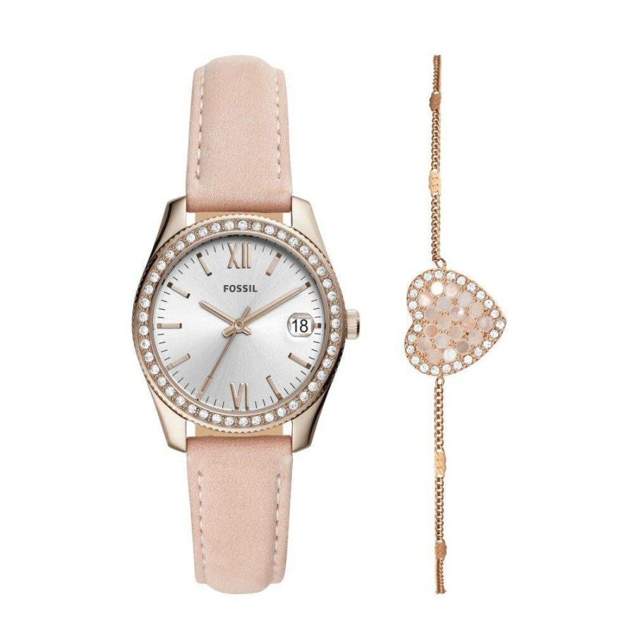 Fossil Damen-Armbanduhr Und Armband Scarlette Mini Es4607Set | Analoguhren