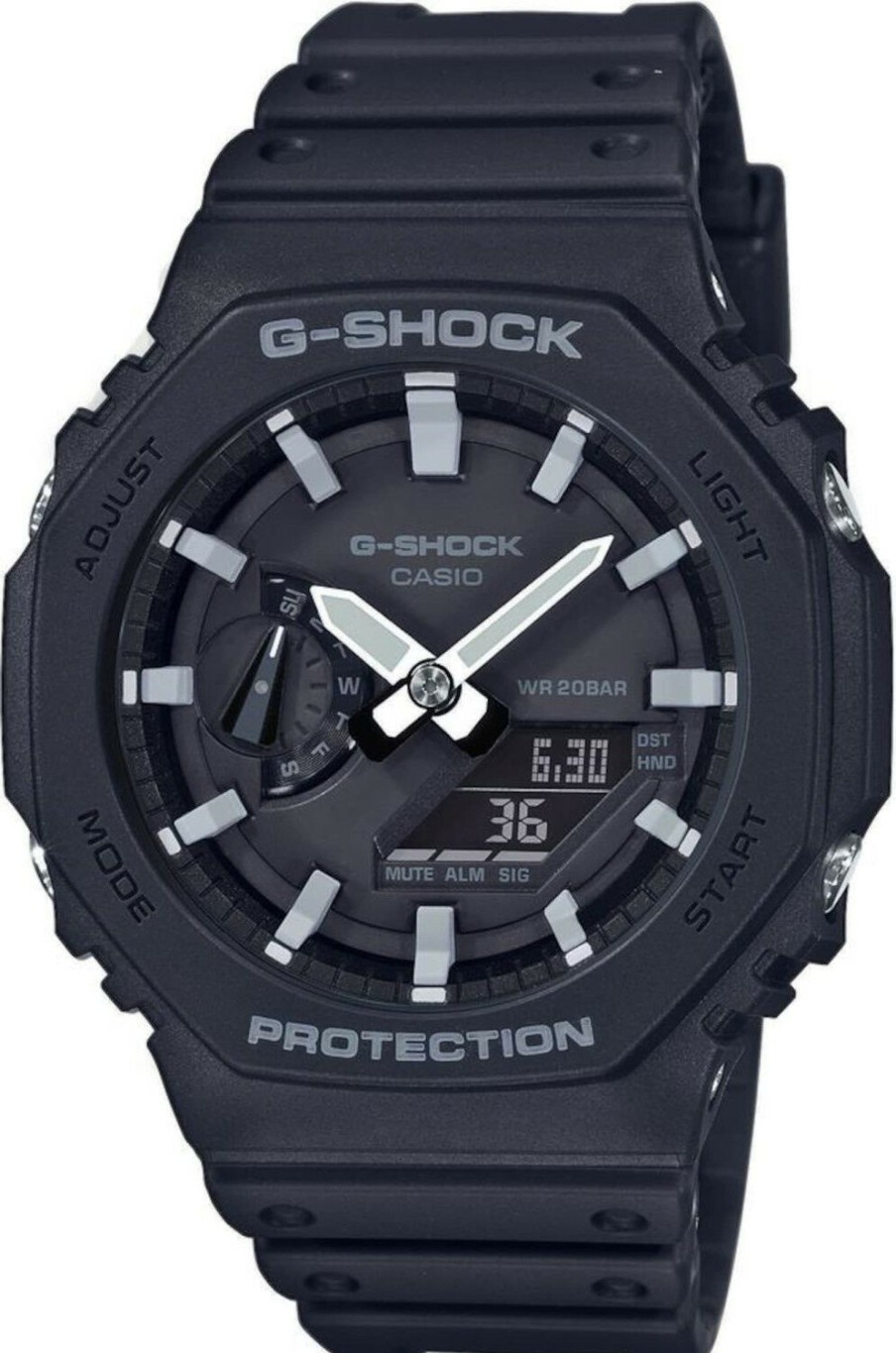 Casio G-Shock Herren Digitaluhr Mit Resinband Schwarz Ga-2100 | Analoguhren