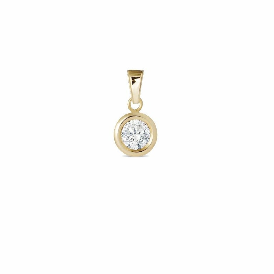 Dein-Juwelier Kollektion Damen Zirkonia Stein Anhanger Solitar-Style Gold 806.1002 | Charms & Anhanger