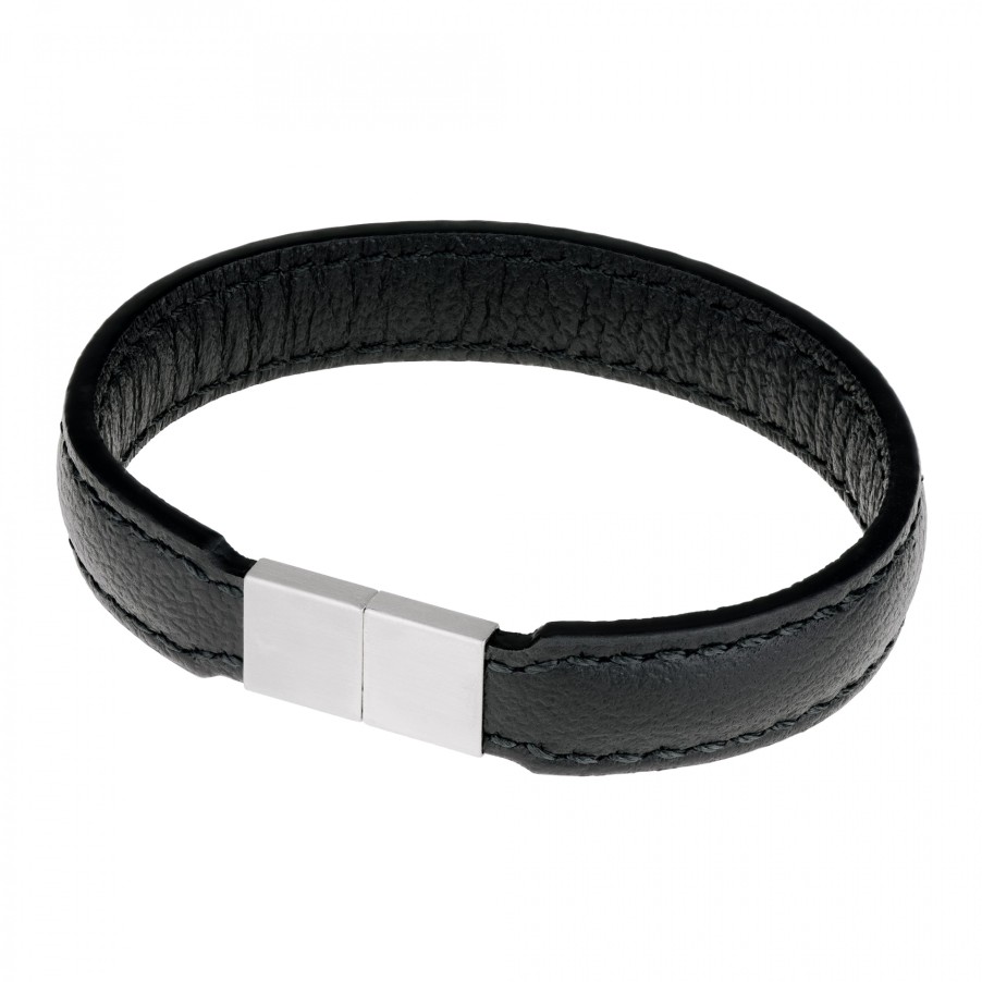 Ernstes Design Ernstes Design Herren Leder Armband 21Cm Schwarz A551-21 | Armbander