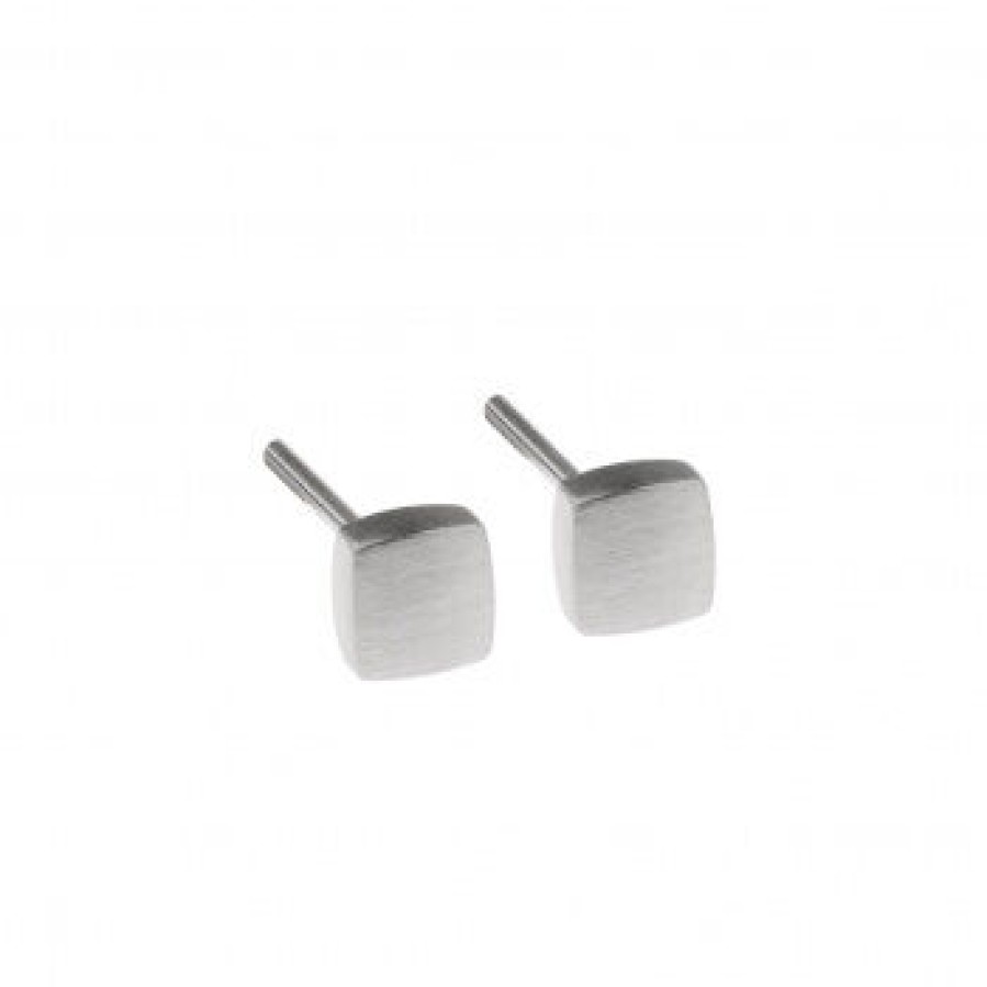 Ernstes Design Ernstes Design Damen Ohrstecker Mit Quadrat-Perle 4Mm Edelstahl E430 | Ohrringe