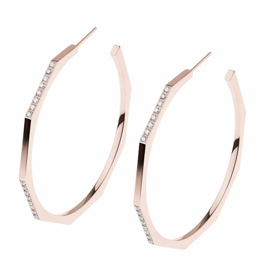 Ernstes Design Ernstes Design Damen Halb Creolen Mit Zirkonia Steinen Rosegold E554 | Ohrringe