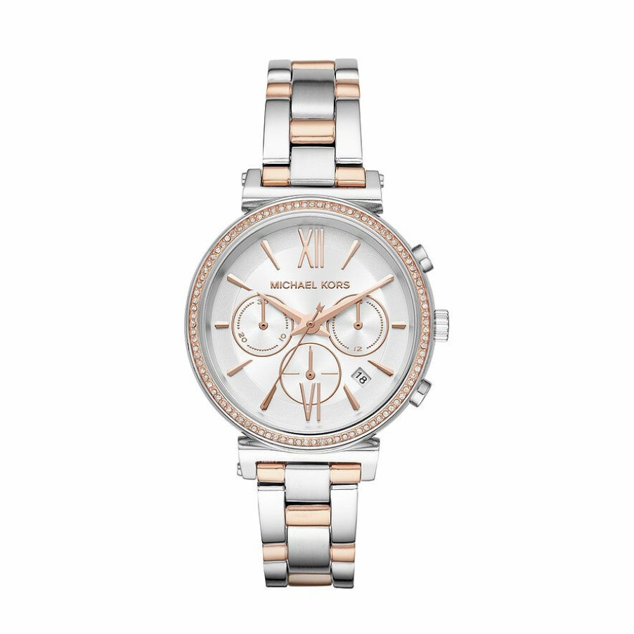 Michael Kors Michael Kors Damen Chronograph Mit Zirkonia Steinen Sofie Bicolor Mk6558 | Analoguhren