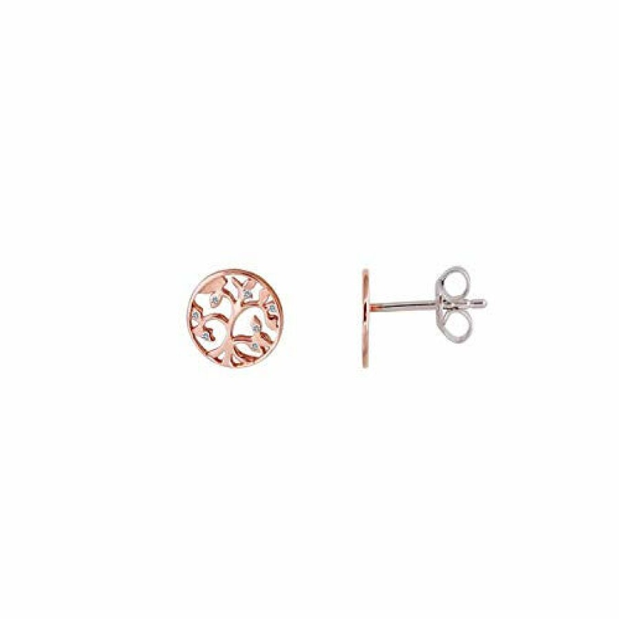 Xenox Ohrstecker - Silber - Lebensbaum - Zirkonia - Rose | Ohrringe