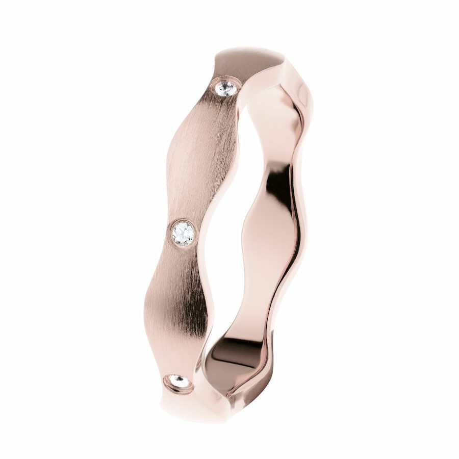 Ernstes Design Ernstes Design Damen Wellenring Mit Zirkonia Steinen Grose 57 Rosegold R576-57 | Ringe