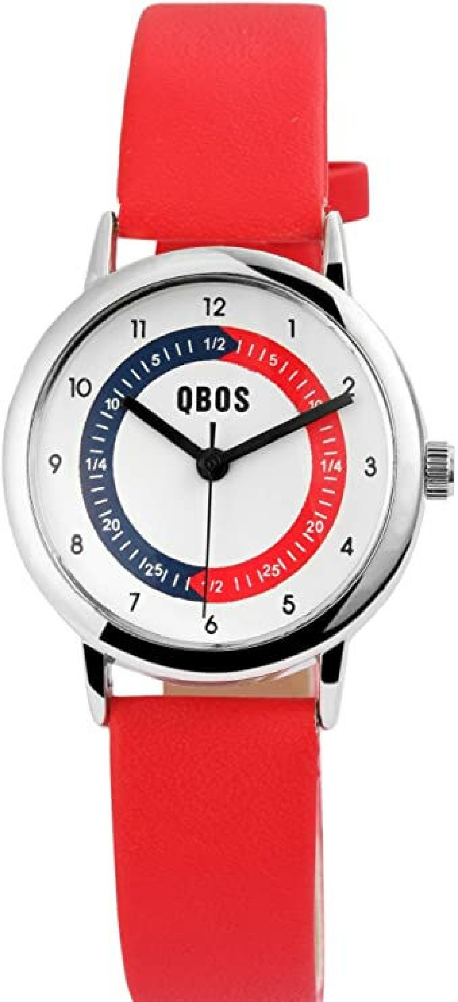 SK Basics Qbos Padagogisches Uhr Rotes Kunstlederarmband 4900003-001 | Analoguhren