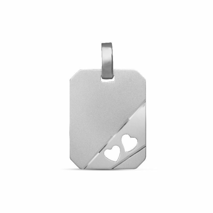 Dein-Juwelier Kollektion Uni Gravurplatte Mit Gestanzen Herzen Silber 28.1053.R | Charms & Anhanger