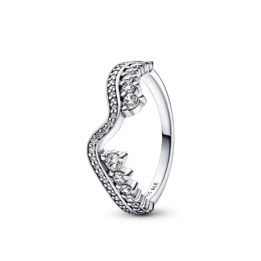 Pandora Damen Sparkling Asymmetric Wave Ring 192543C01-54 | Ringe