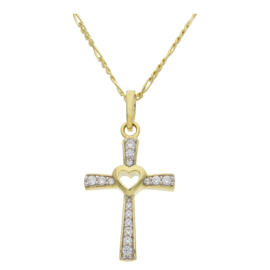 White Sense White Sense Damen Kreuz Zirkonia Anhanger Gold 4.31.4.249 | Charms & Anhanger