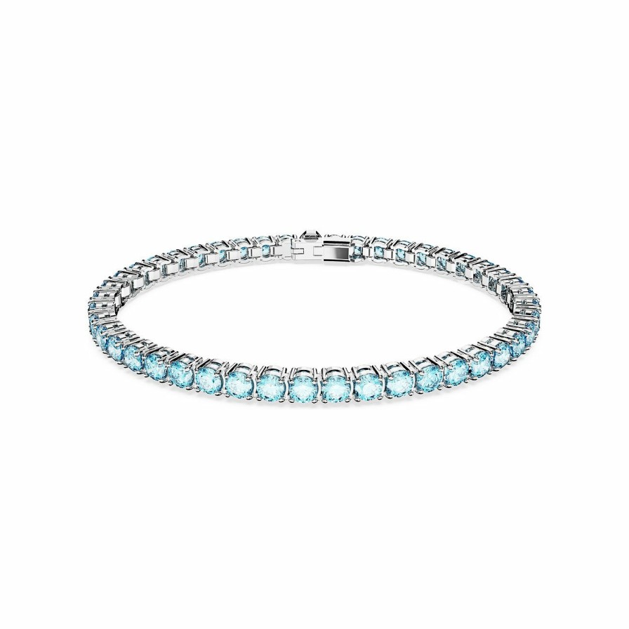 Swarovski Swarovski Damen Blaues Matrix Armband Grose M Silber 5648928 | Armbander