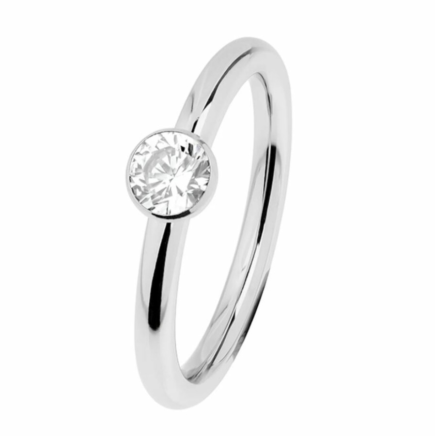 Ernstes Design Ernstes Design Damen Ring Edelstahl Mit Zirkonia R468.Wh | Ringe