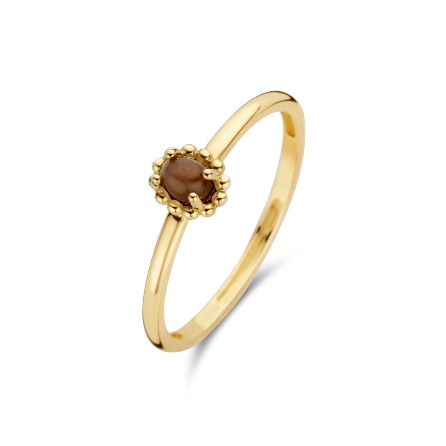 Blush Blush Damen Ring Mit Braunem Katzenauge Grose 56 Gold 1225Ycb/56 | Ringe