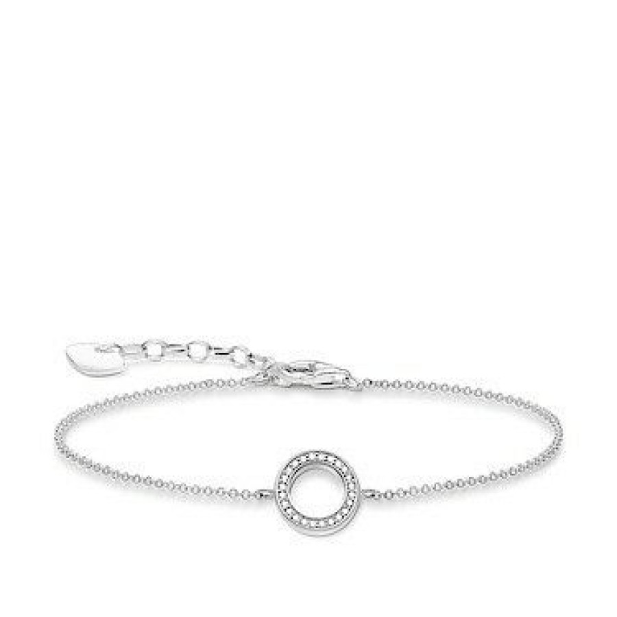 Thomas Sabo Thomas Sabo Damen Armband Mit Zirkonia Kreis Charm 19Cm Silber Sca150232 | Armbander