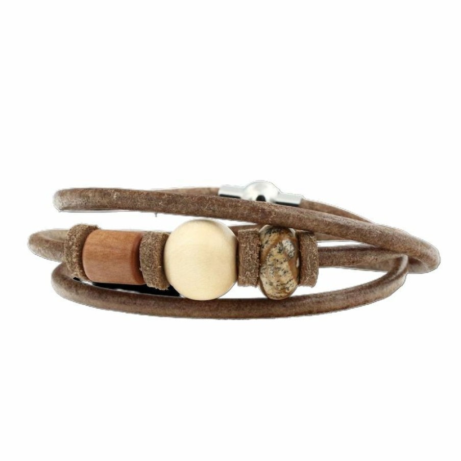 Eydl Eood Jewelry Eydl Wood Jewelry Herren Lederarmband Earth Indian 3302-4 | Armbander