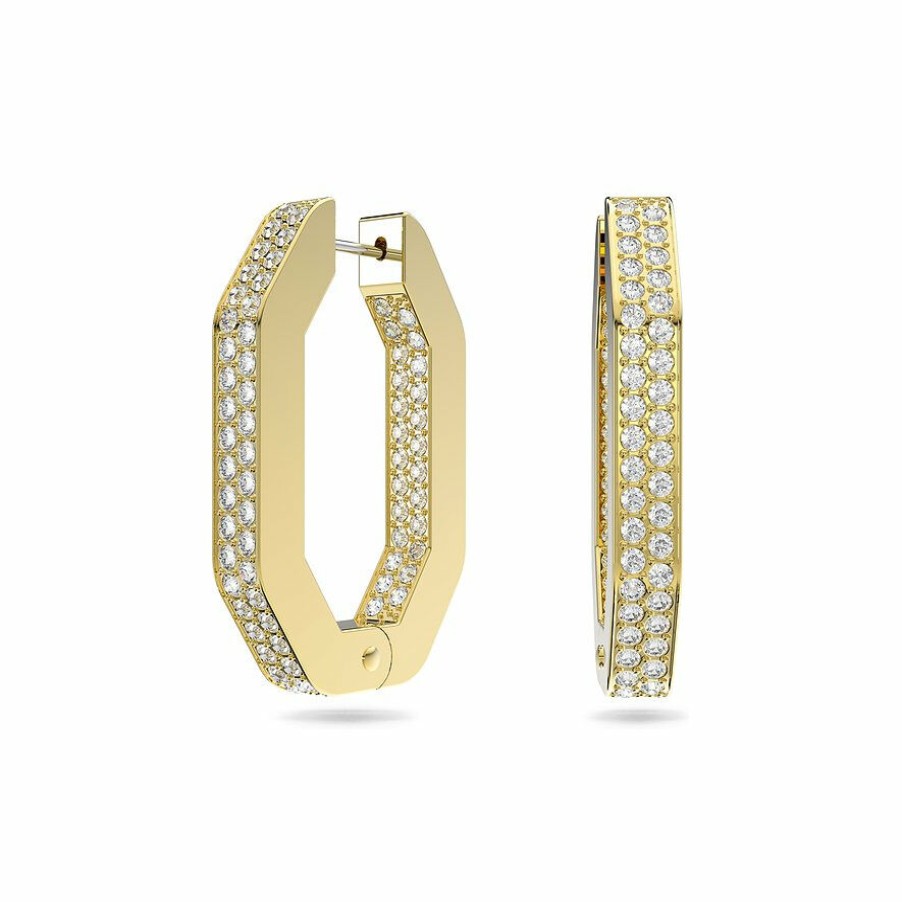 Swarovski Swarovski Damen Ohrstecker Dextera Oktagon Creolen Gold 5639098 | Ohrringe