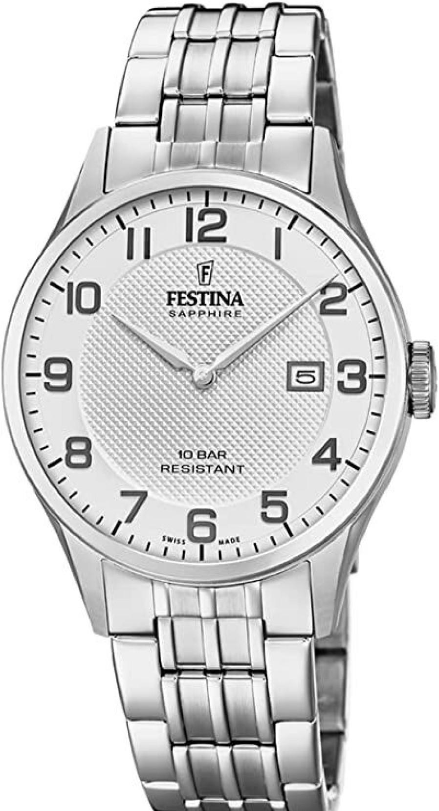 Festina Festina Swiss F20005-1 Men'S Swiss Made Silver Tone Wristwatch | Analoguhren