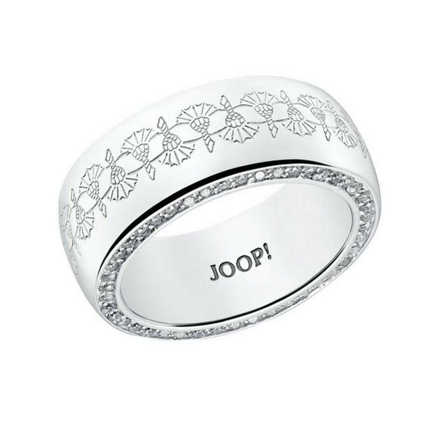 JOOP! Joop! Damen-Ring Kornblumen Muster Mit Zirkonia Grose 56 Silber 2031008 | Ringe