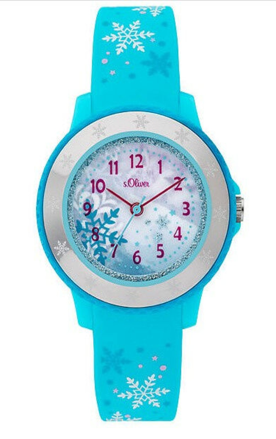 s.Oliver S.Oliver Kinder Analoguhr Schneeflocke Mit Kunststoffarmband Blau So-3913-Pq | Analoguhren