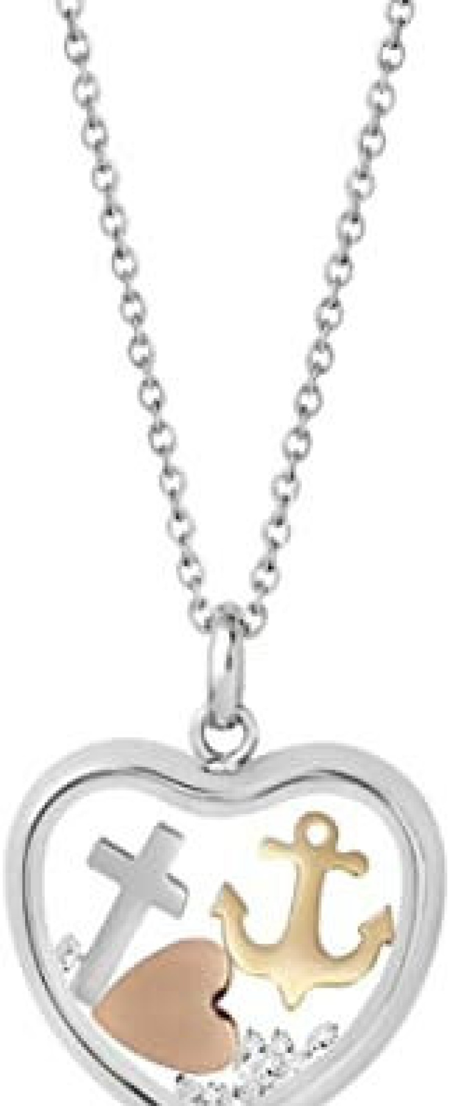 Xenox Xenox Damen Halskette Mit Herz Anhanger Faith Love Hope Silber X6306 | Halsketten