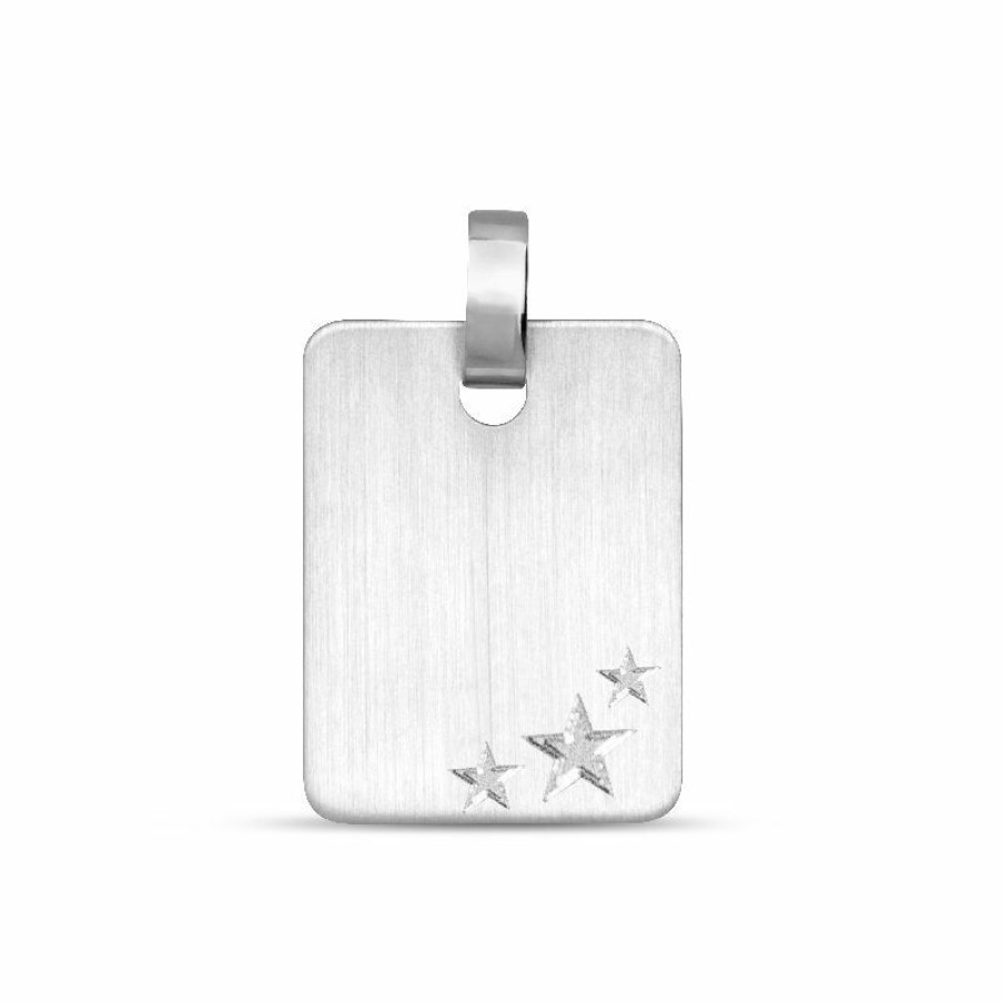 Dein-Juwelier Kollektion Uni Gravurplatte Mit Sternen Silber 33.1048.R | Charms & Anhanger