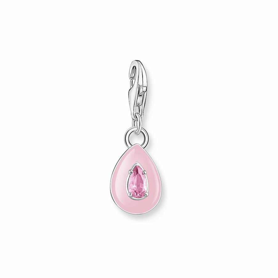 Thomas Sabo Thomas Sabo Damen Rosa Tropfen-Anhanger Silber 2028-041-9 | Charms & Anhanger