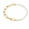 Boccia Boccia Titanium Damen Armband Mit Gliederkette Und Suswasserperlen Gold 03048-02 | Armbander