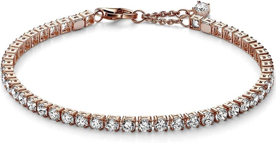 Pandora Pandora Damen-Armband Tennisband Mit Zirkonia Steinen Rosegold 581469C01 | Armbander