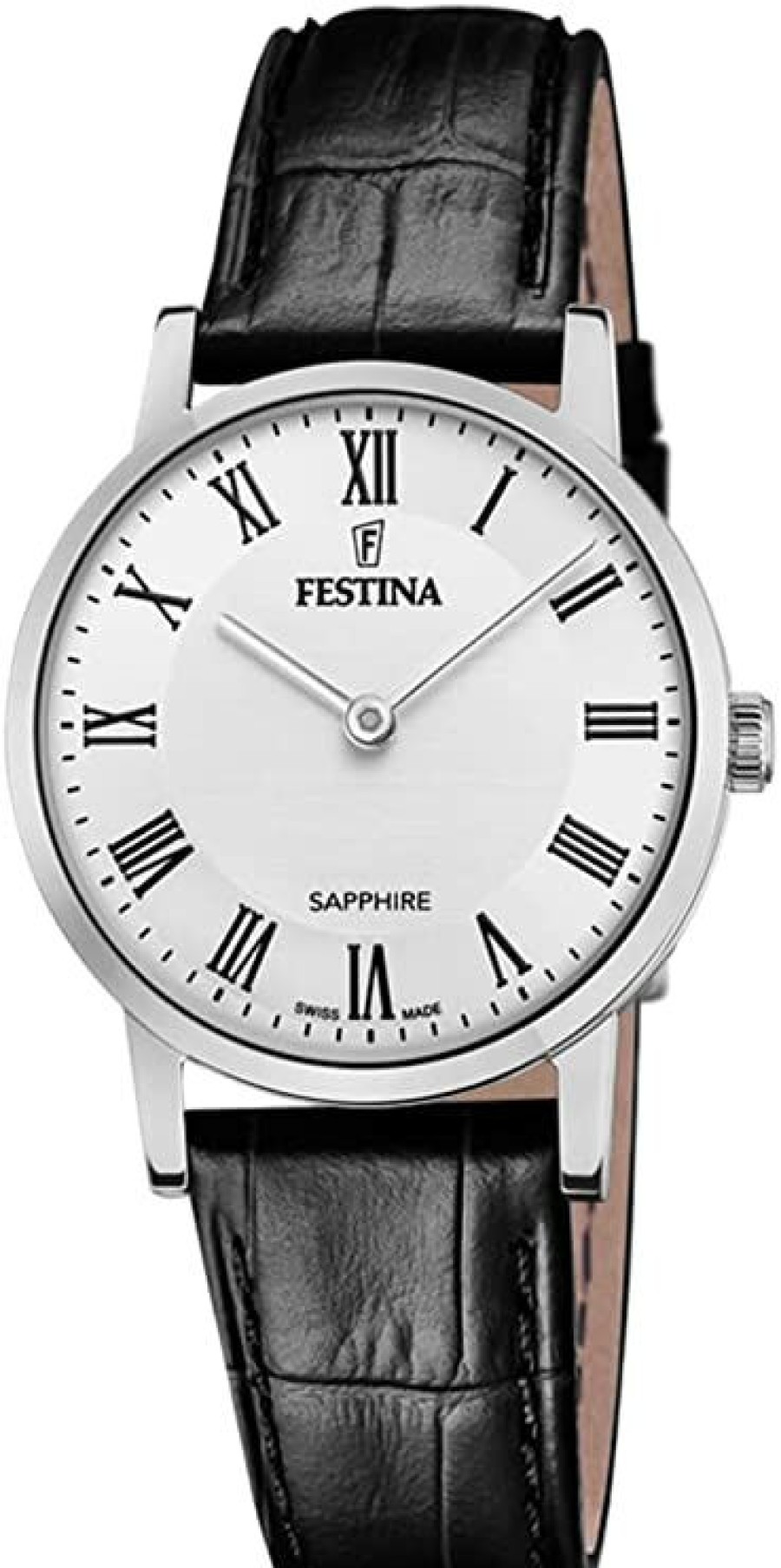 Festina Festina Amen Analoguhr Black Swiss Made Watch Mit Schwarzem Lederband F20013/2 | Analoguhren