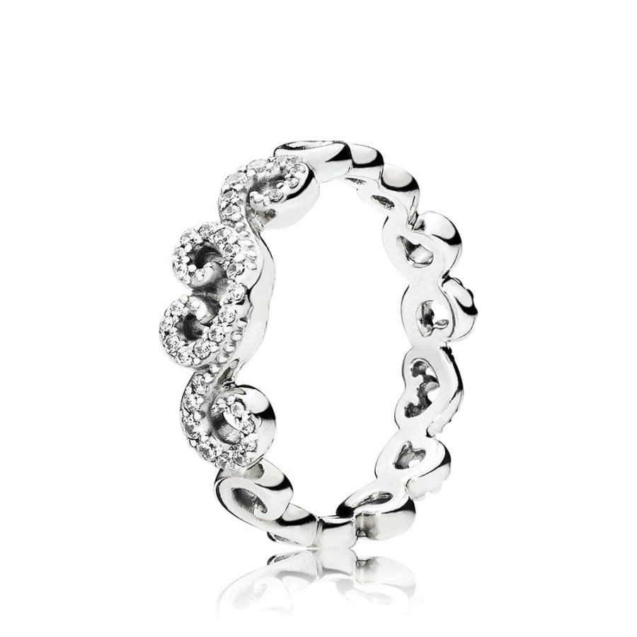 Pandora Pandora Ring 197117Cz-54 Frau Silber Herz Wirbelt | Ringe