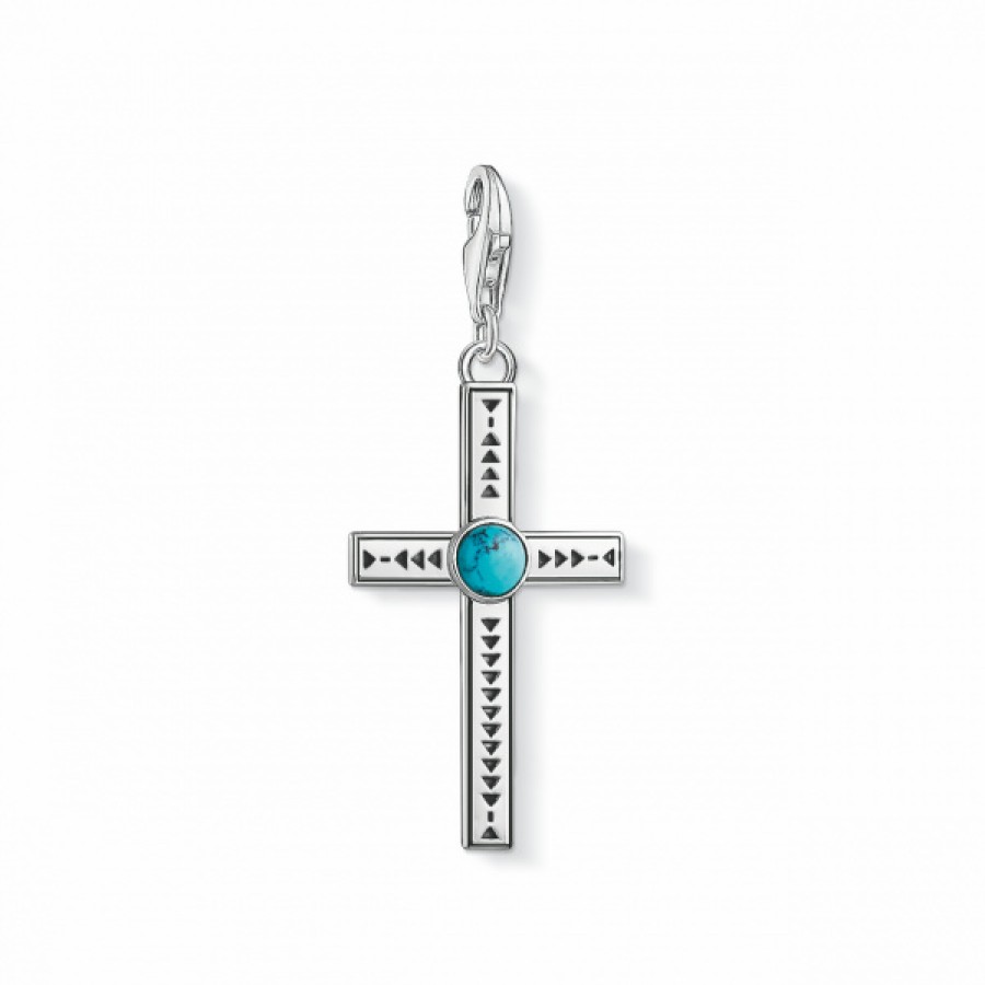 Thomas Sabo Thomas Sabo Charm Club Kreuz Anhanger Ethno Cross Onyx 1677-878-17 | Charms & Anhanger