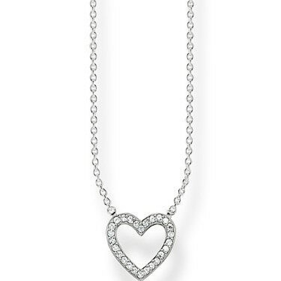 Thomas Sabo Thomas Sabo Damen Halskette Mit Herz Zirkonia Charm 42Cm Silber Scke150166 | Halsketten