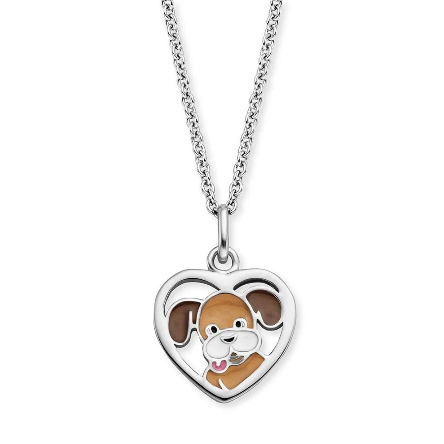 Herzengel Herzengel Kinder Halskette Mit Hunde Anhanger Silber Hen-Dog-Heart | Halsketten