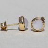 Campur Campur Silberohrstecker Mit Chalcedon 6Mm, 18 Ct Vergoldet Es1550Ch | Ohrringe