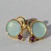 Campur Campur 18Ct Vergoldet, Aqua Chalcedon, Amethyst | Krona Es1479Ch | Ohrringe