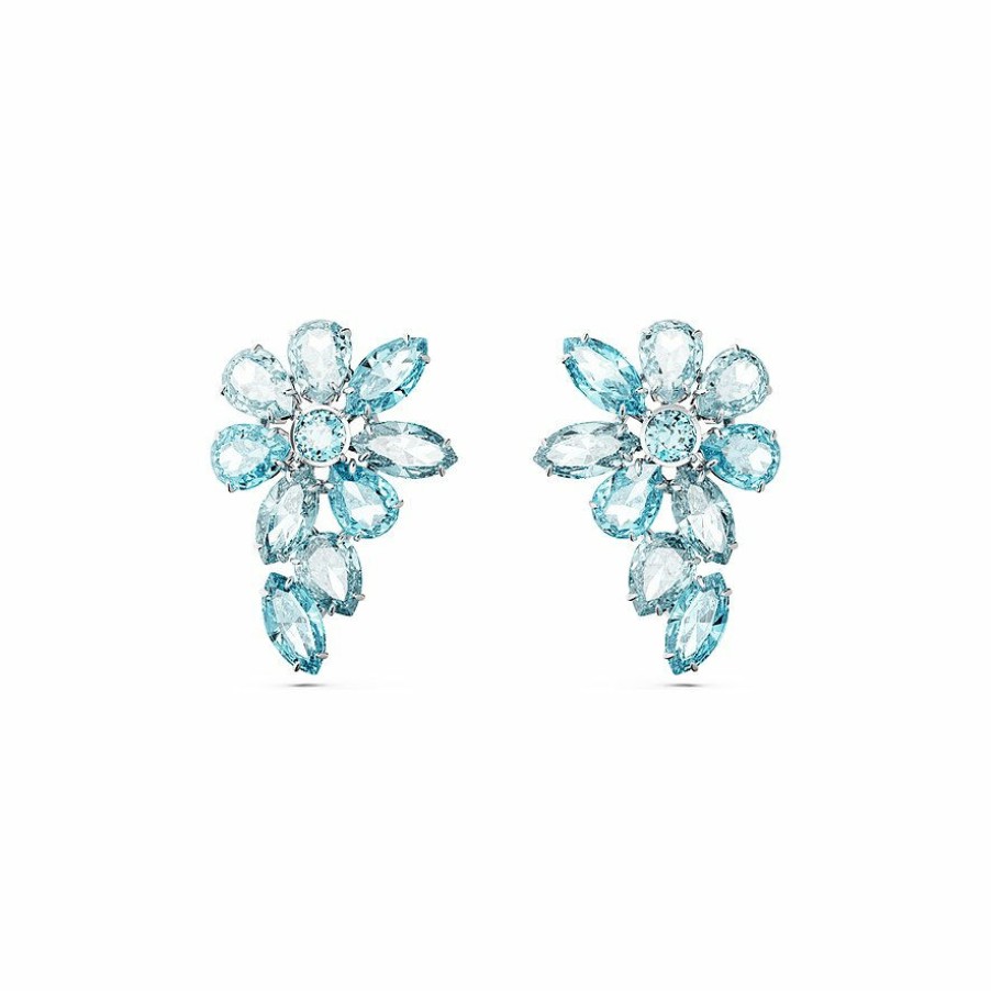 Swarovski Swarovski Damen Gema Ohrstecker Hellblau Silber 5666016 | Ohrringe