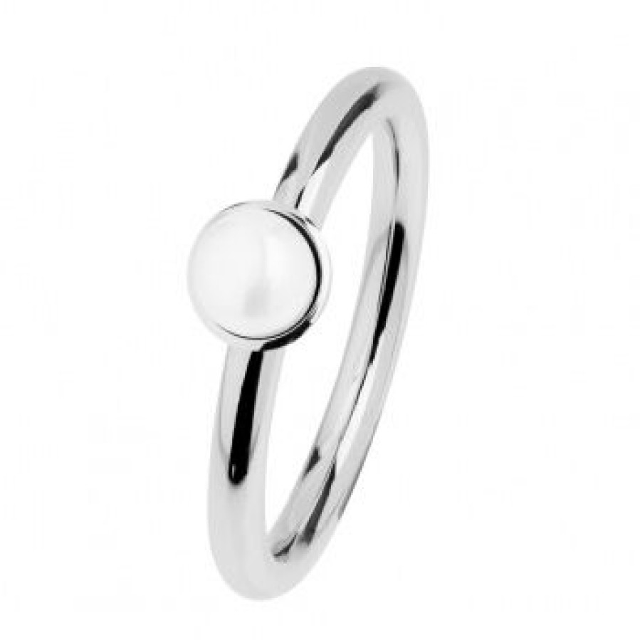 Ernstes Design Ernstes Design Damen Ring Suswasser-Button-Perle 6 Mm Grose 55 Silber R492-55 | Ringe