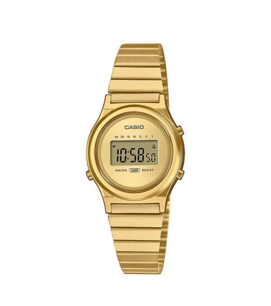 Casio Casio Damendigitaluhr Retro Mit Edelstahlband Gelbgold La700Weg-9Aef | Digitaluhren