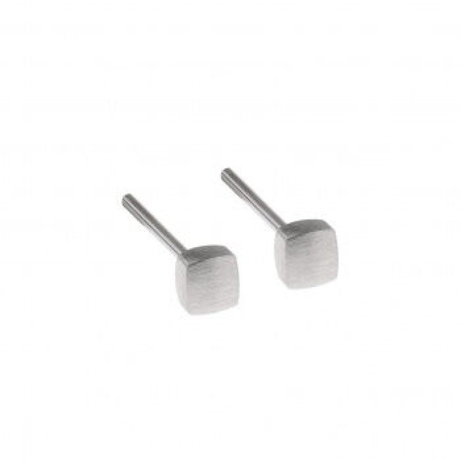 Ernstes Design Ernstes Design Ohrstecker Mit Quadrat-Perle 3Mm Matt Edelstahl E429 | Ohrringe