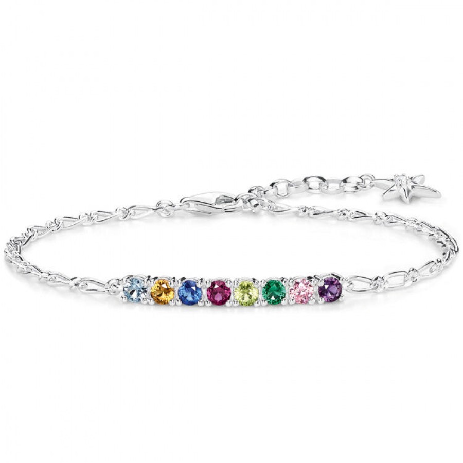 Thomas Sabo Armband Mit Farbstein Glasstein, Gruner Zirkonia, Pink Zirkonia Sca150333 | Armbander