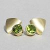 Campur Campur Silberohrstecker Mit 8 Mm Peridot, 18Ct Vergoldet Es1747P | Ohrringe