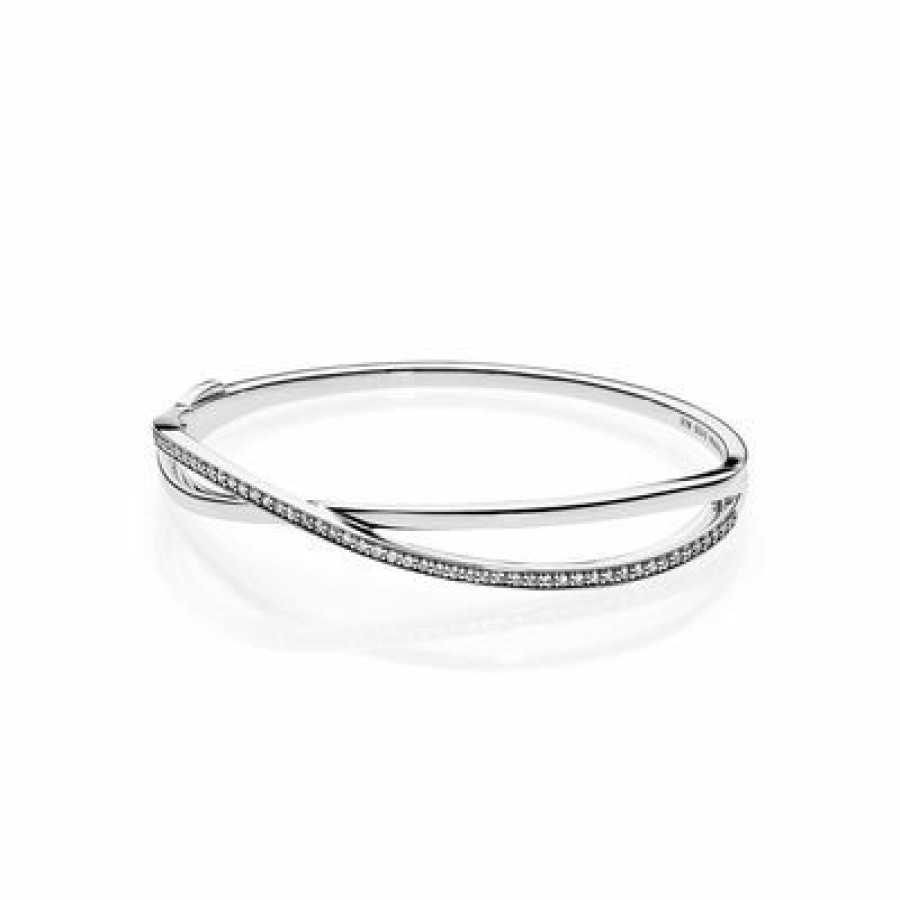 Pandora Pandora Damen Armreif Verflochten Mit Zirkonia Steinen Silber 590533Cz-1 | Armbander