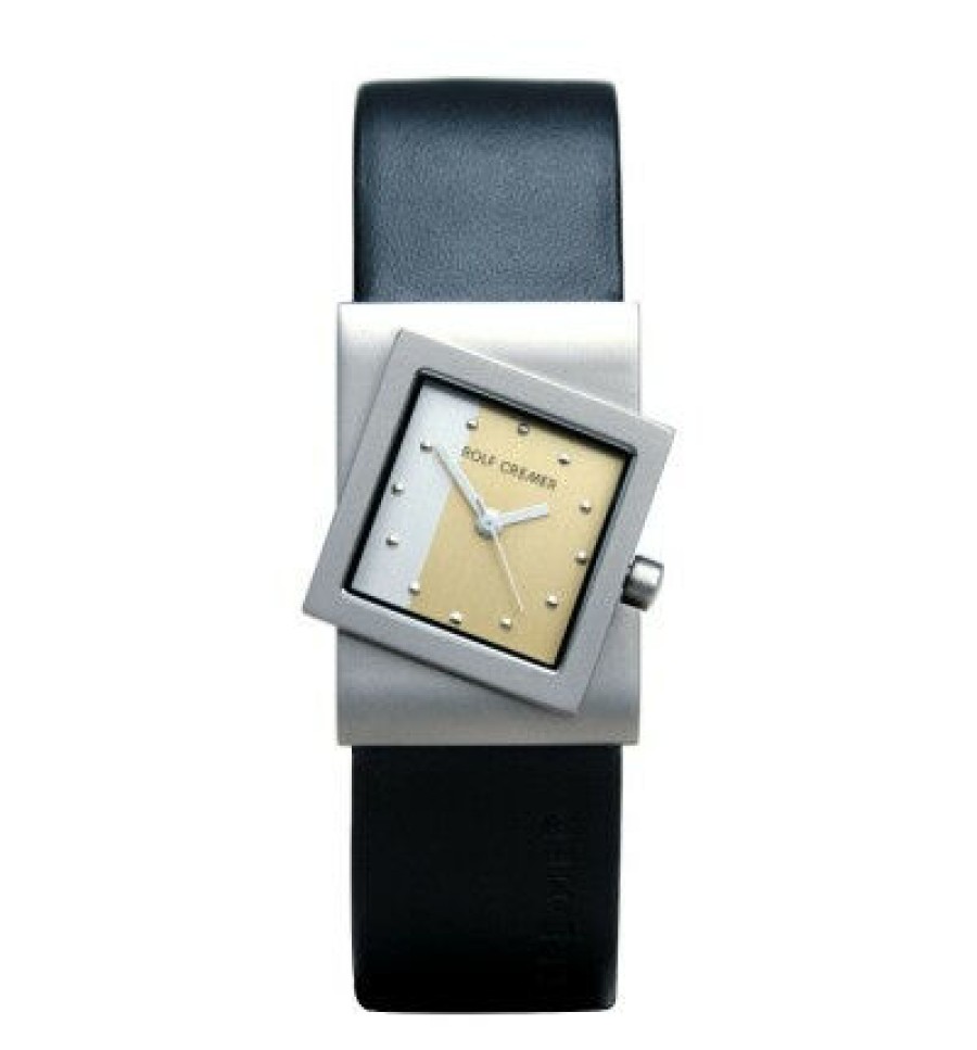 Rolf Cremer Rolf Cremer Damen Analoguhr Turn Mit Schwarzem Lederarmband Silber 492300 | Analoguhren