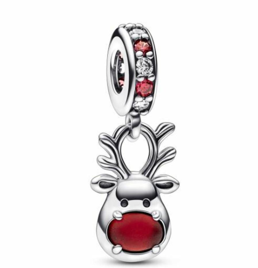 Pandora Pandora Charm Anhanger Rentier Mit Roter Nase Silber 792330C01 | Charms & Anhanger